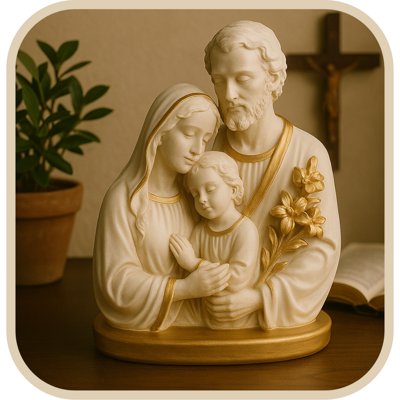 Imagem Sagrada Família com Lírios 22cm - Decoração com Fé®