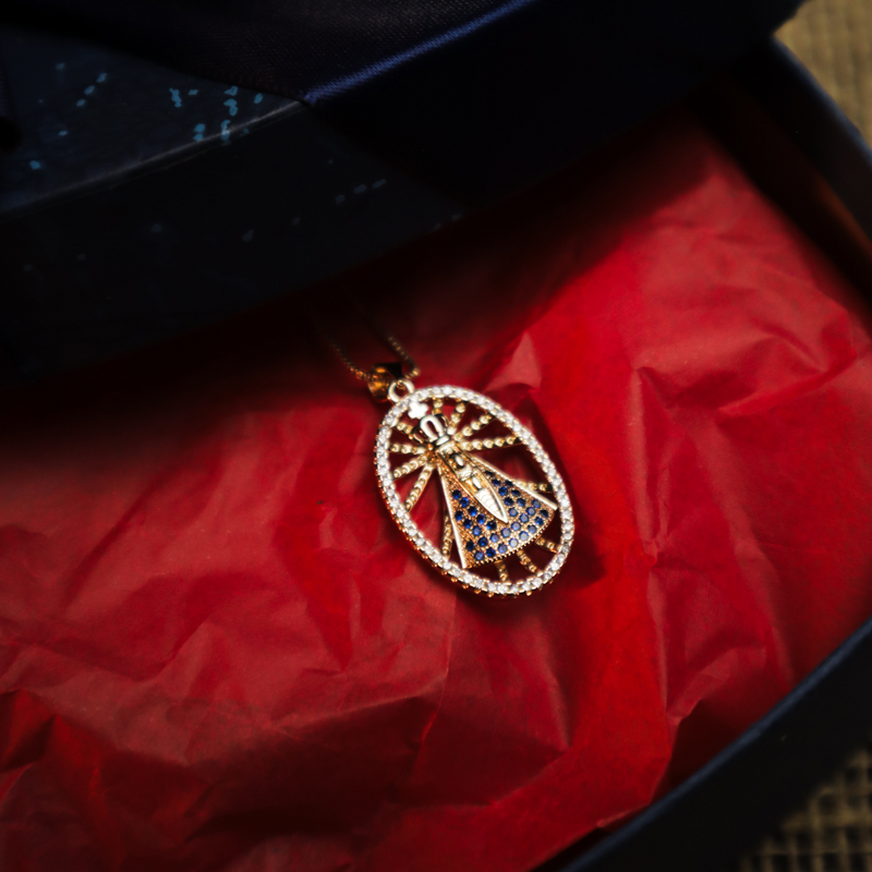 Colar  Nossa Senhora Aparecida Envolvido com Pedras Brilhantes