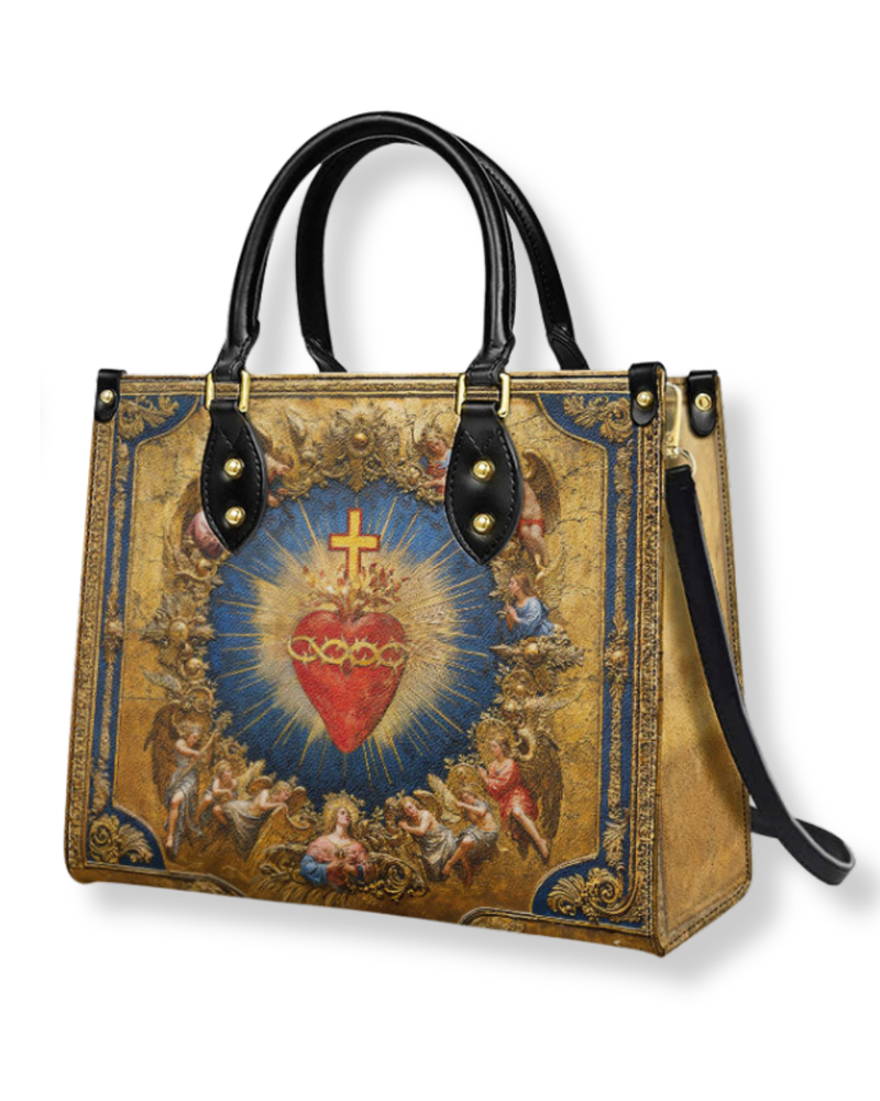Bolsa Católica em Couro -  Sagrado Coração do Divino Amor