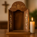 Oratório Santa Samantha - Marrom Tratado  - Imagens de até 22cm®