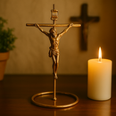 Crucifixo De Mesa Dourado Fino 12cm®