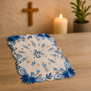 Toalha Bordada Azul Royal para Imagens Sacras®