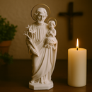 Imagem São José de Mármore 30cm (Coroa Folheada de Ouro) - Decoração com Fé®