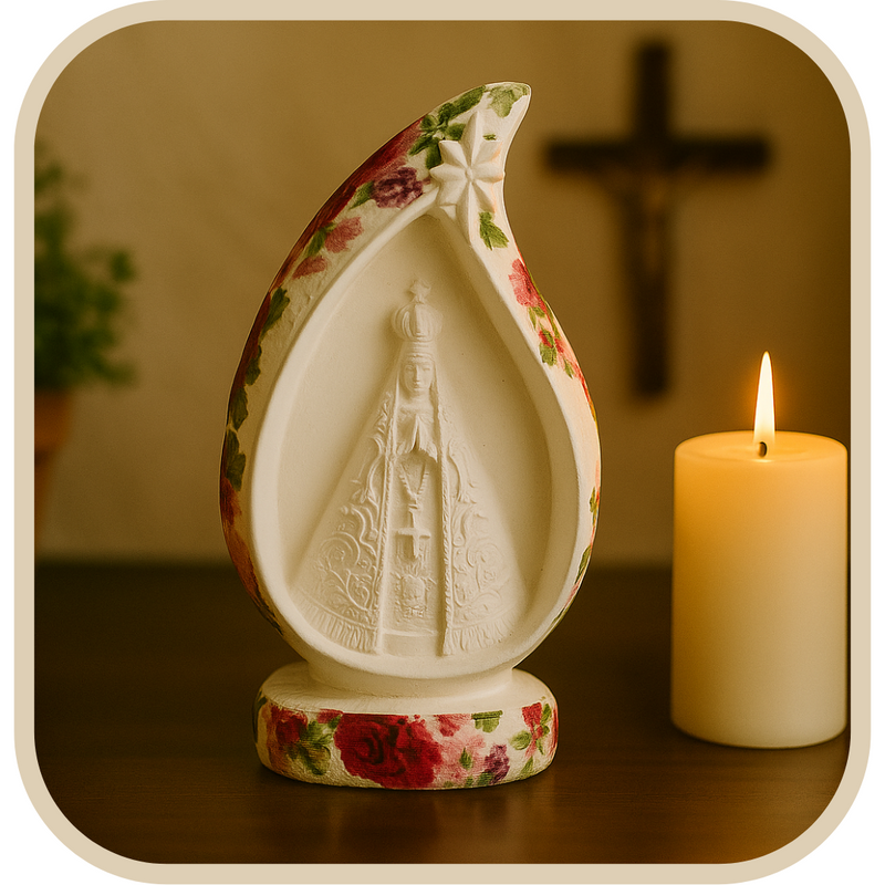 Imagem N.S.A Gruta Floral Rosa 15cm - Decoração com Fé®