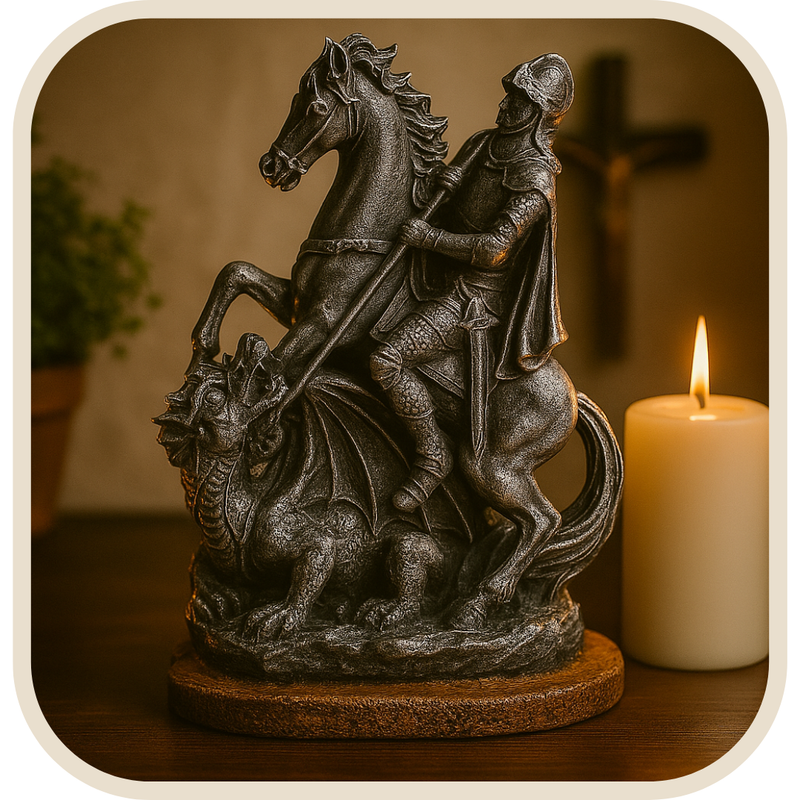 Imagem São Jorge Prateado 15cm - Decoração com Fé®