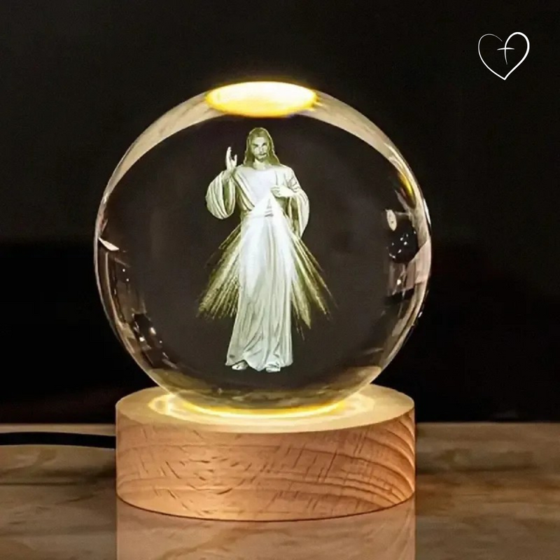 Jesus Misericordioso - Luminária em Esfera 3D