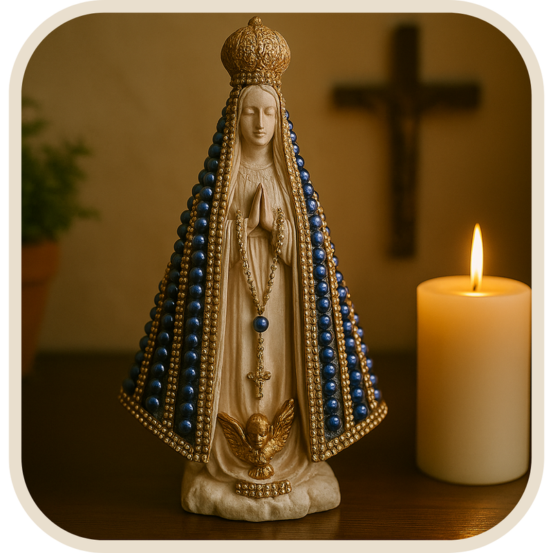 Imagem Nossa Senhora Aparecida Manto Perolado 25cm - Decoração com Fé®