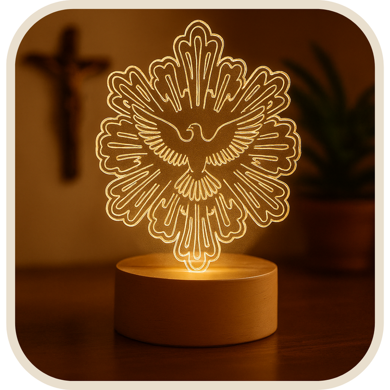 Luminária Abajur Espírito Santo - Fé que Ilumina®