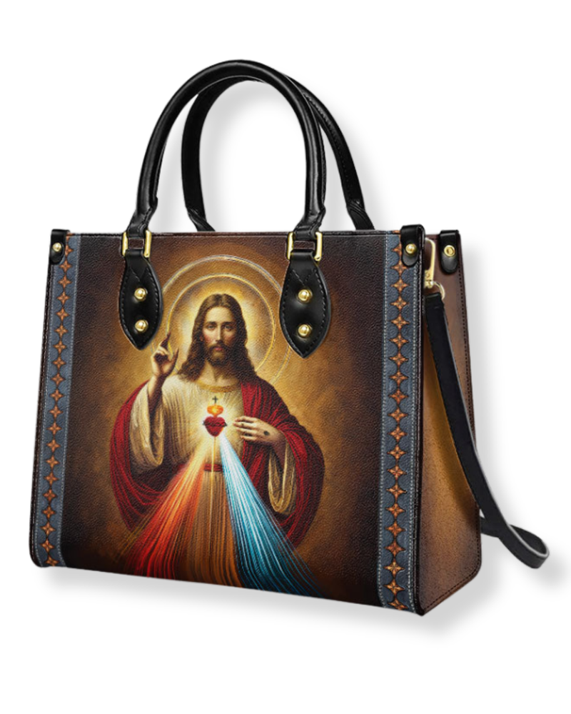 Bolsa Católica em Couro - Sagrado Coração de Jesus