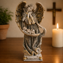 Imagem Anjo da Guarda e Menino Jesus 30cm Marmorizado - Decoração com Fé®