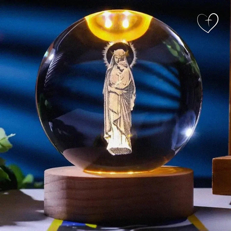 Jesus e Maria -  Luminária em Esfera 3D