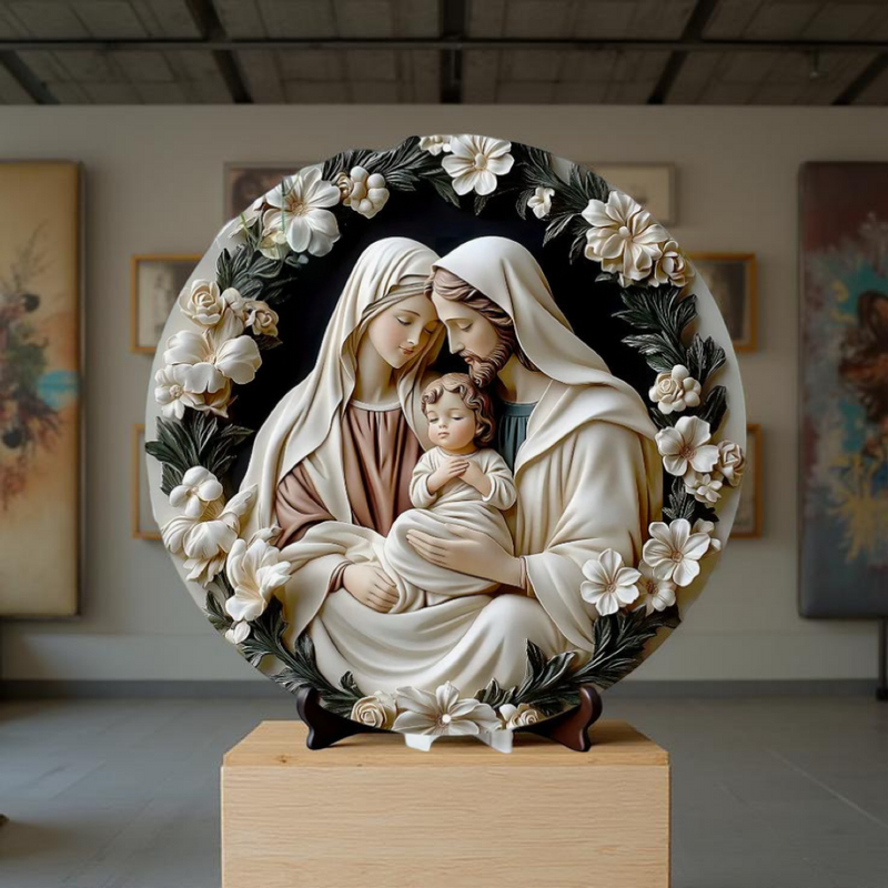 Decoração Católica Sagrada Família em Harmonia Floral