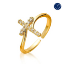 Anel de Cruz Brilhante - Ajustável