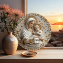 Decoração Católica Nossa Senhora com Menino Jesus em Dourado