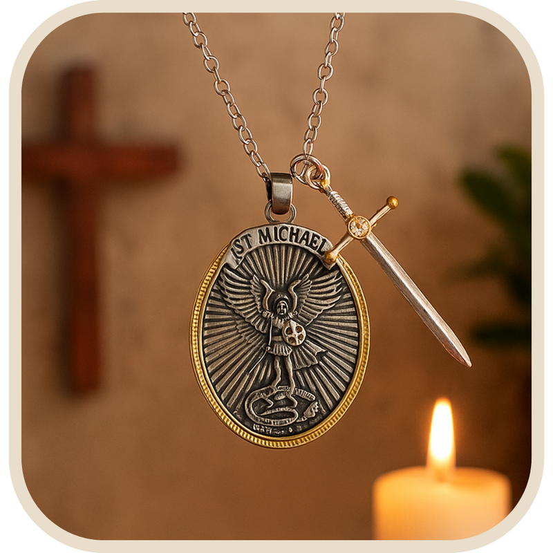 Colar São Miguel Escudo e Espada Sagrada®