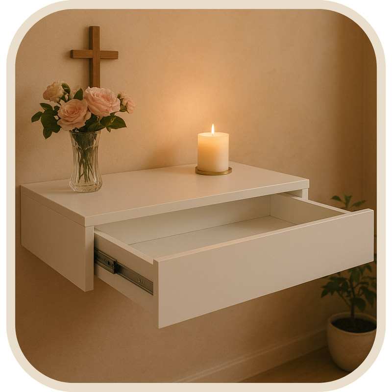 Suporte de Oratório Suspenso com Gaveta Branca®