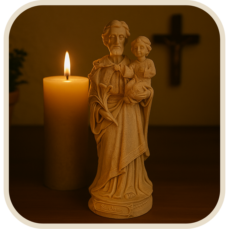 Imagem São José com Menino Jesus 20cm - Decoração com Fé®