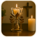 Suporte de Vela Flores Douradas de N.S.A - Chamas da Alma®