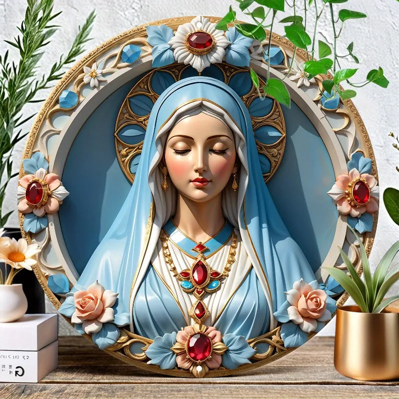 Decoração Católica Nossa Senhora com Detalhes em Pedras