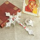 Cruz de Metal Banhada a Ouro para Decoração com Suporte