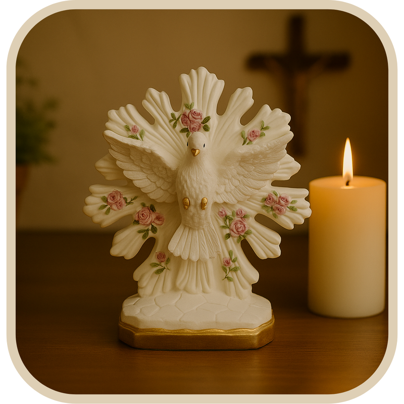 Imagem Divino Espirito Floral Rosa 25cm- Decoração com Fé®