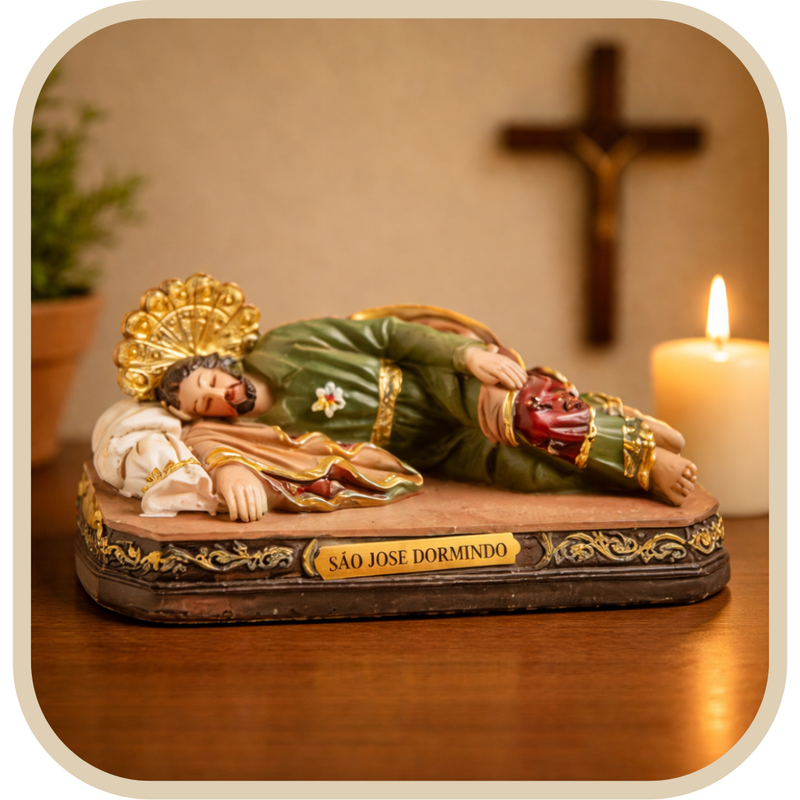 Imagem São José Deitado 10cm Resina - Decoração com Fé®