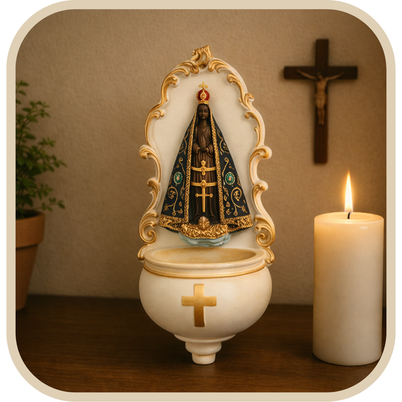 Porta Água Benta Nossa Senhora Aparecida Dourada®