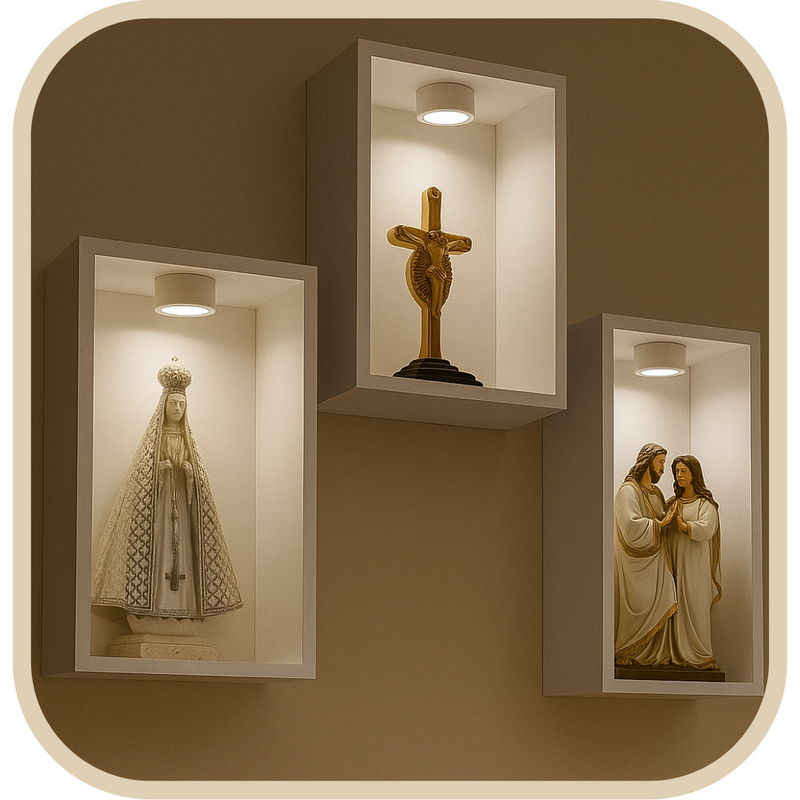 Kit 3 Nichos com Iluminação (Imagens até 25cm)® – Lar com Fé