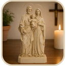 Imagem Sagrada Família 45cm Pó de Mármore C/ Auréola - Decoração com Fé®